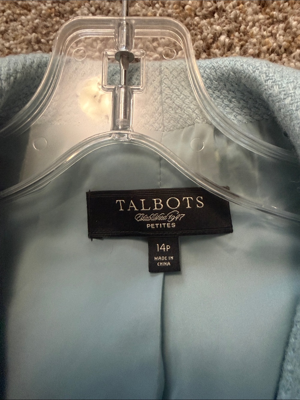 Talbots Powder Blue Textured Button-Front Blazer - Picture 2 of 3
